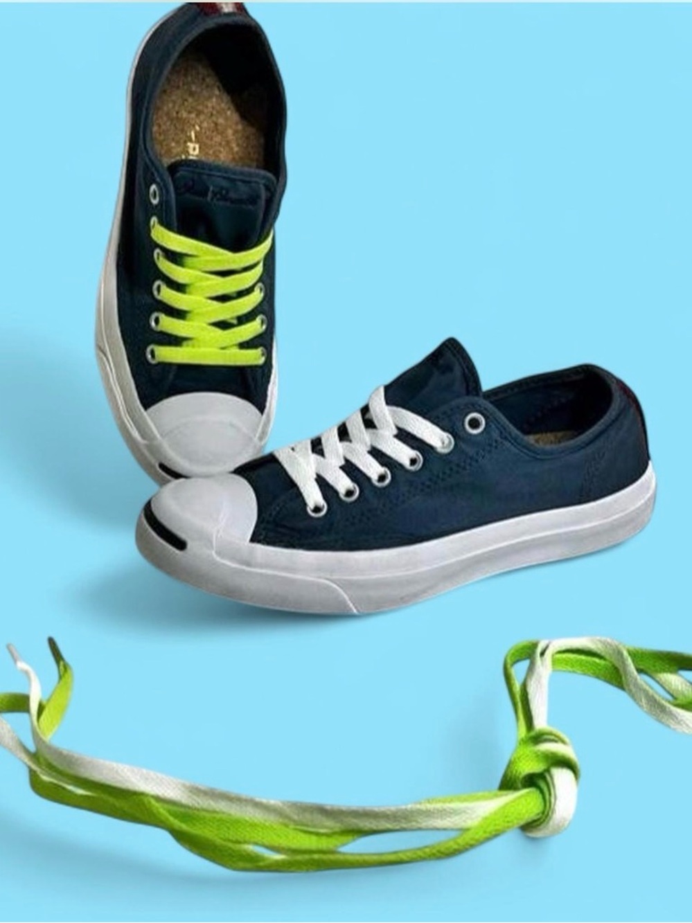Converse Jack Purcell Low Blue Canvas Cork Insole 147595C Womens 7 Mens 5.5
